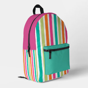 Rainbow vertical stripes colourful retro multicolo printed backpack