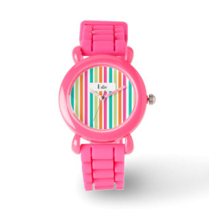 Rainbow vertical stripes colourful retro multicolo watch