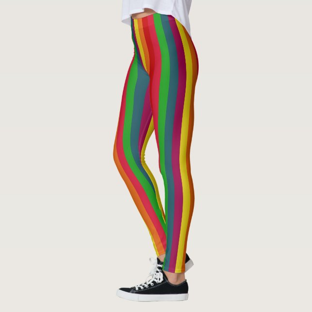Rainbow Vertical Stripes Decor on Leggings (Left)