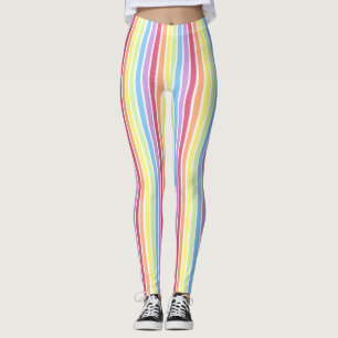 Rainbow  Vertical Stripes Pastel Colorful Leggings