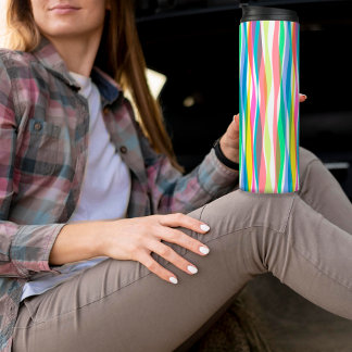 Rainbow Vertical Stripes Pastel Colourful Thermal Tumbler