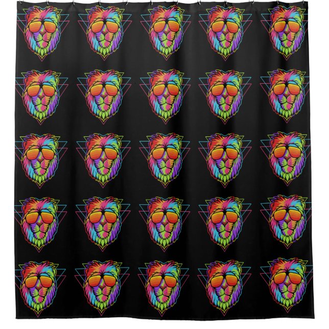 Rainbow Vibes Lion Shower Curtain (Front)