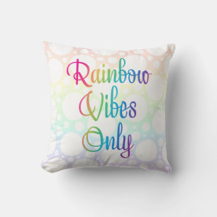 Rainbow Vibes Only Polka Dot Throw Pillow