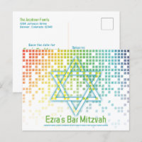 Rainbow Video Game Gamer Bar Mitzvah Save the Date