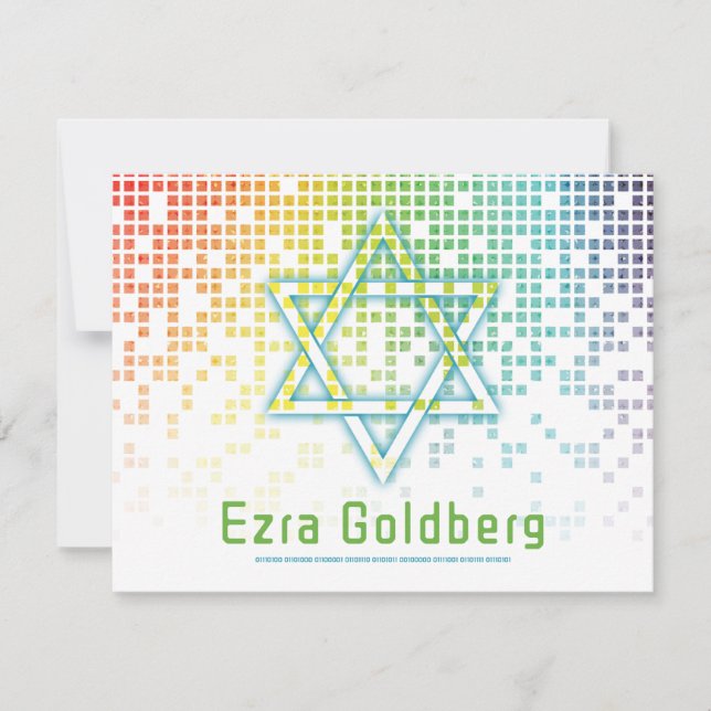 Rainbow Video Game Gamer Bar Mitzvah Thank You Card (Front)