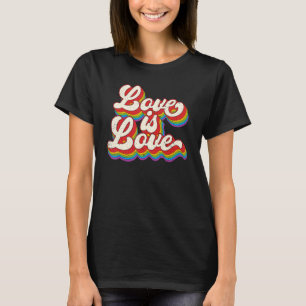 Rainbow Vintage Love Is Love Lgbt Gay Lesbian Prid T-Shirt