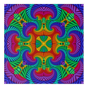 Rainbow Vintage Psychedelic Fractal Kaleidoscope Acrylic Print