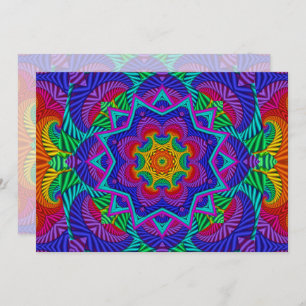 Rainbow Vintage Psychedelic Fractal Kaleidoscope Invitation