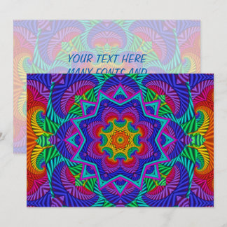 Rainbow Vintage Psychedelic Fractal Kaleidoscope Invitation