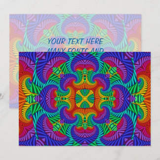 Rainbow Vintage Psychedelic Fractal Kaleidoscope Invitation