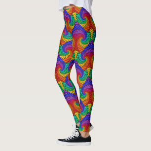 Rainbow Vintage Psychedelic Fractal Kaleidoscope Leggings