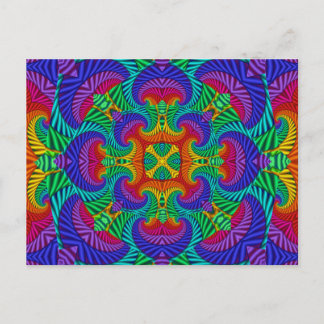 Rainbow Vintage Psychedelic Fractal Kaleidoscope Postcard