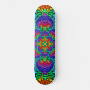 Rainbow Vintage Psychedelic Fractal Kaleidoscope Skateboard