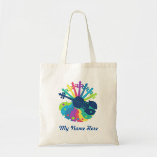 Rainbow Violin Tote Bag-Add Your Own Name Bag