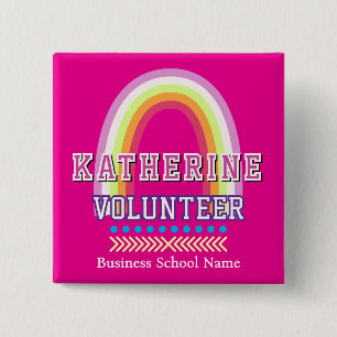 Rainbow Volunteer Hot Pink 15 Cm Square Badge