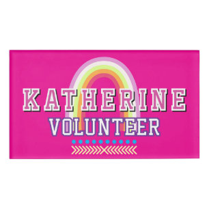 Rainbow Volunteer Hot Pink Name Tag