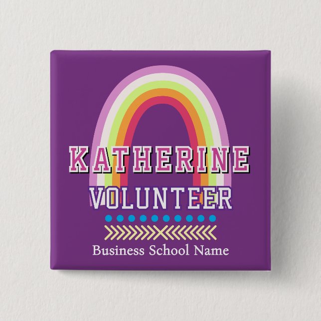 Rainbow  Volunteer Purple 15 Cm Square Badge (Front)