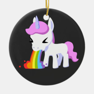 RAINBOW VOMIT UNICORN CERAMIC TREE DECORATION