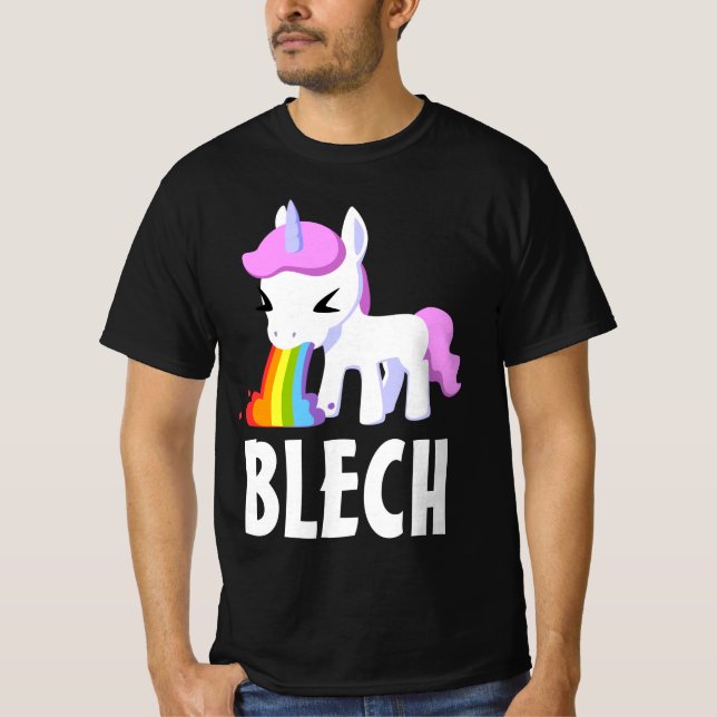 RAINBOW VOMIT UNICORN FUNNY Dark T-Shirts (Front)