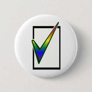rainbow vote 6 cm round badge