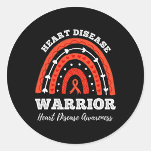 Rainbow Warrior Heart Disease Awareness Classic Round Sticker