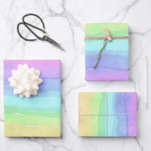 Rainbow Wash Design Wrapping Paper Sheet