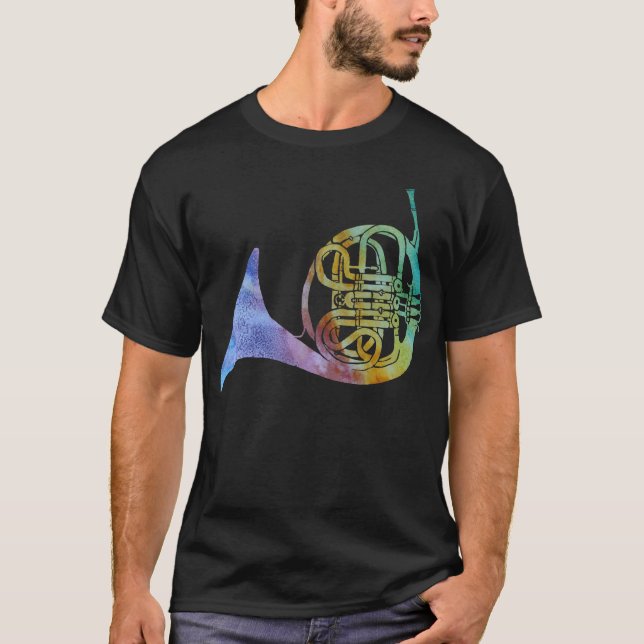 Rainbow Wash French Horn T-Shirt (Front)