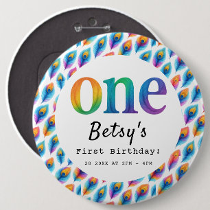 Rainbow Watercolor 1st Birthday Colorful Baby 6 Cm Round Badge