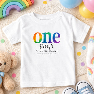 Rainbow Watercolor 1st Birthday Colorful Baby T-Shirt