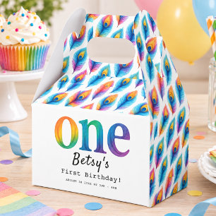 Rainbow Watercolor 1st Birthday Colourful Baby Favour Box