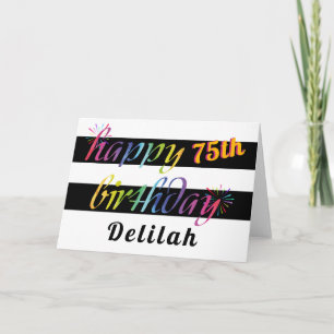Rainbow Watercolor 75th or Any Birthday Greeting Card