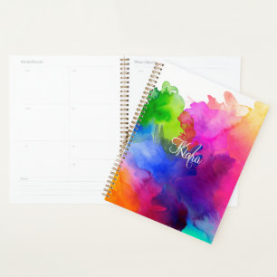 Rainbow Watercolor Abstract Planner