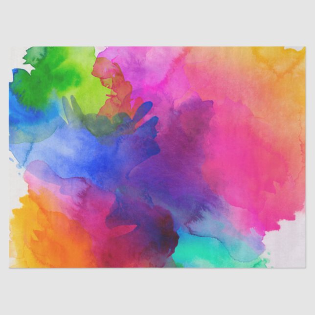 Rainbow Watercolor Abstract  Tissue Paper (Front)