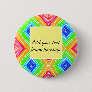 Rainbow watercolor add name text custom message 6 cm round badge