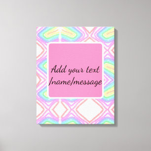 Rainbow watercolor add name text custom message canvas print