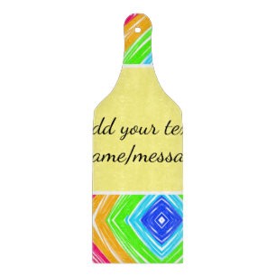 Rainbow watercolor add name text custom message cutting board