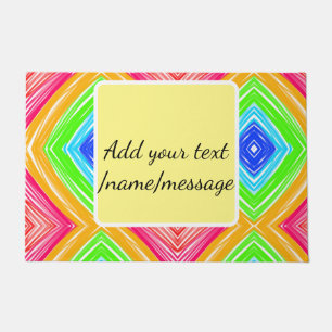 Rainbow watercolor add name text custom message doormat