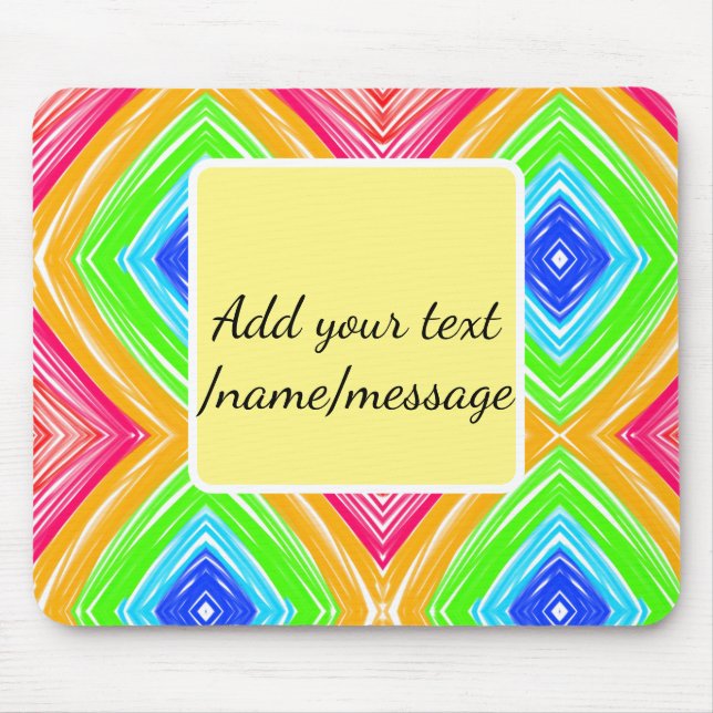 Rainbow watercolor add name text custom message mouse mat (Front)
