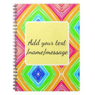 Rainbow watercolor add name text custom message notebook