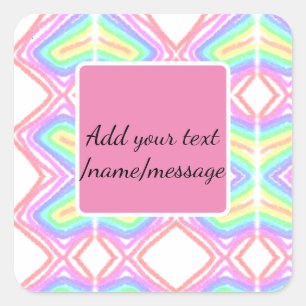 Rainbow watercolor add name text custom message square sticker