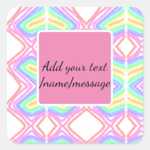 Rainbow watercolor add name text custom message square sticker