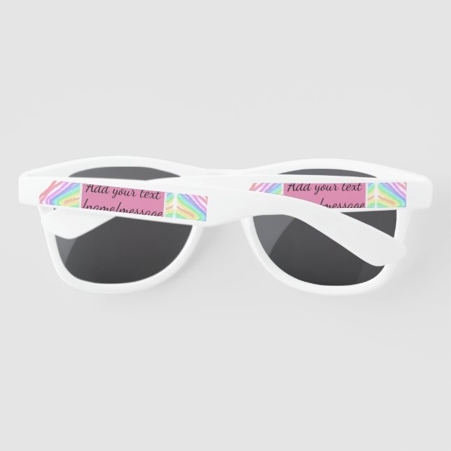 Rainbow watercolor add name text custom message sunglasses (Back)