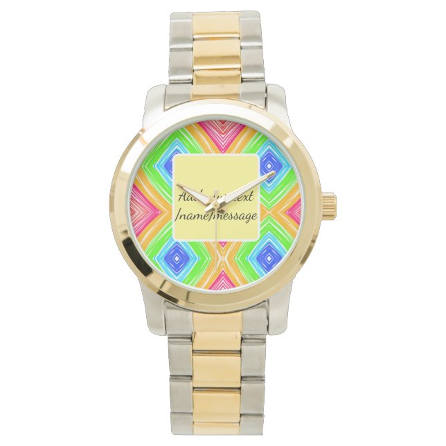 Rainbow watercolor add name text custom message watch (Front)