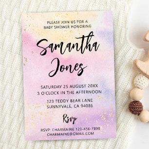 Rainbow Watercolor Baby Shower Invitation