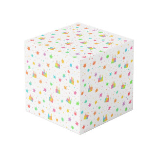 Rainbow Watercolor Birthday Cake Colorful Paint Cube