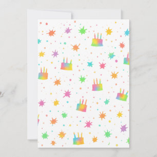 Rainbow Watercolor Birthday Cake Colorful Paint Invitation