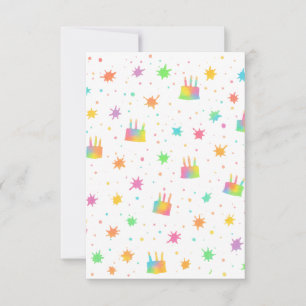 Rainbow Watercolor Birthday Cake Colorful Paint Invitation