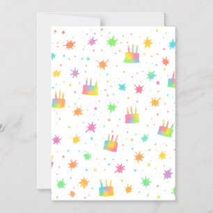 Rainbow Watercolor Birthday Cake Colorful Paint Magnetic Invitation