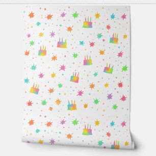 Rainbow Watercolor Birthday Cake Colorful Paint Wallpaper
