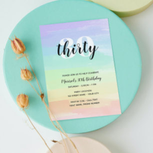 Rainbow Watercolor Birthday Invitation